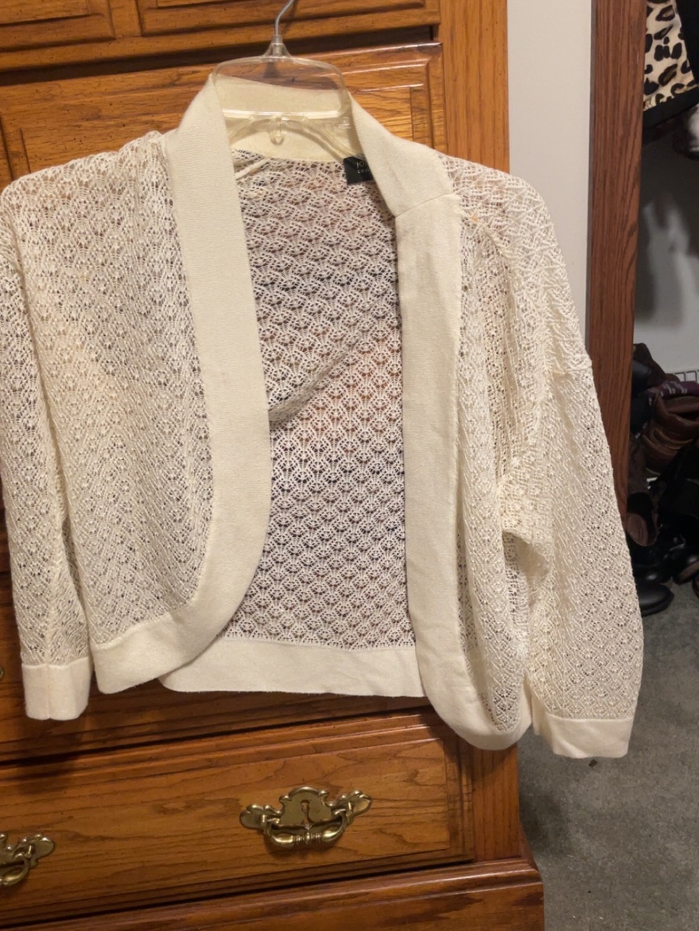 Jones New York Cream Open-Weave Cardigan